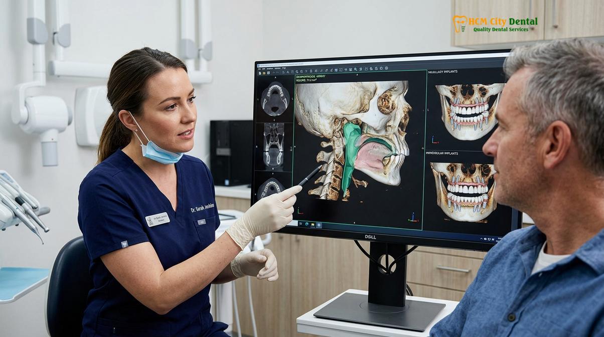 Visual description of sleep apnea dental implants