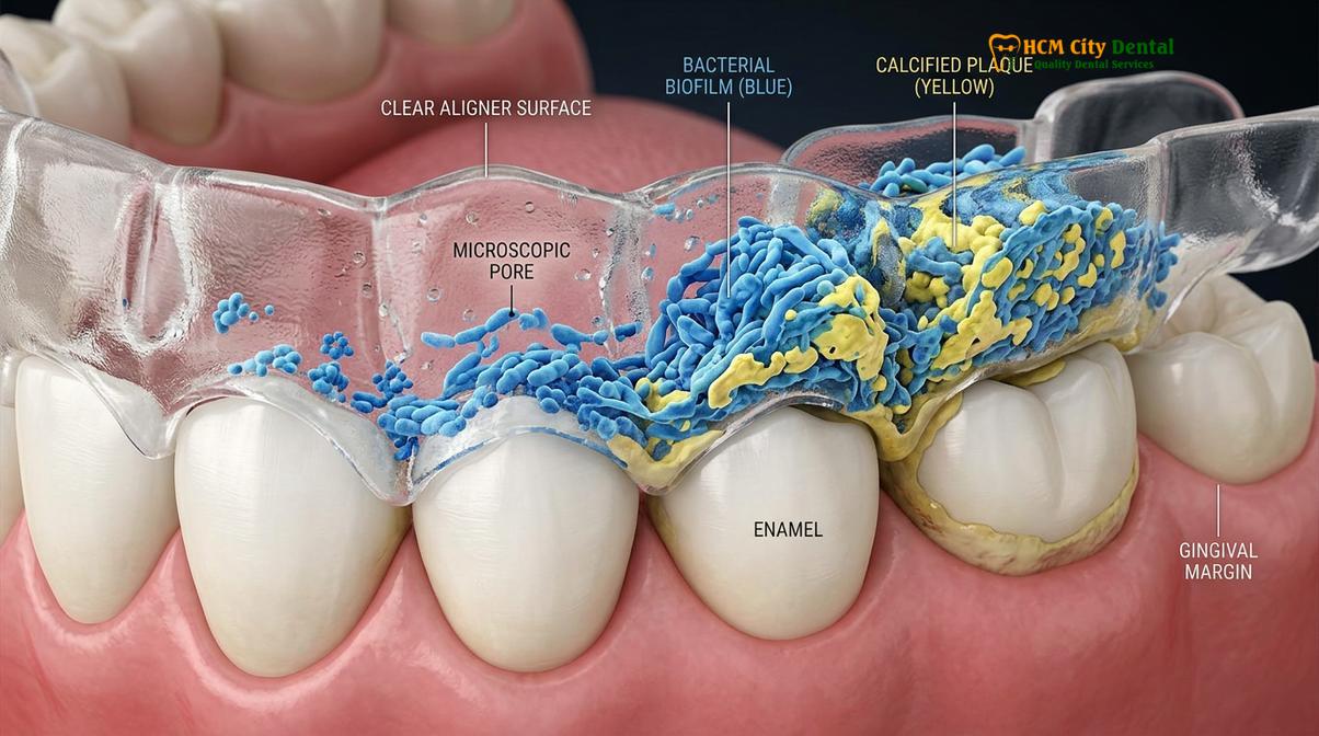 Visual illustration of smelly clear retainer fix