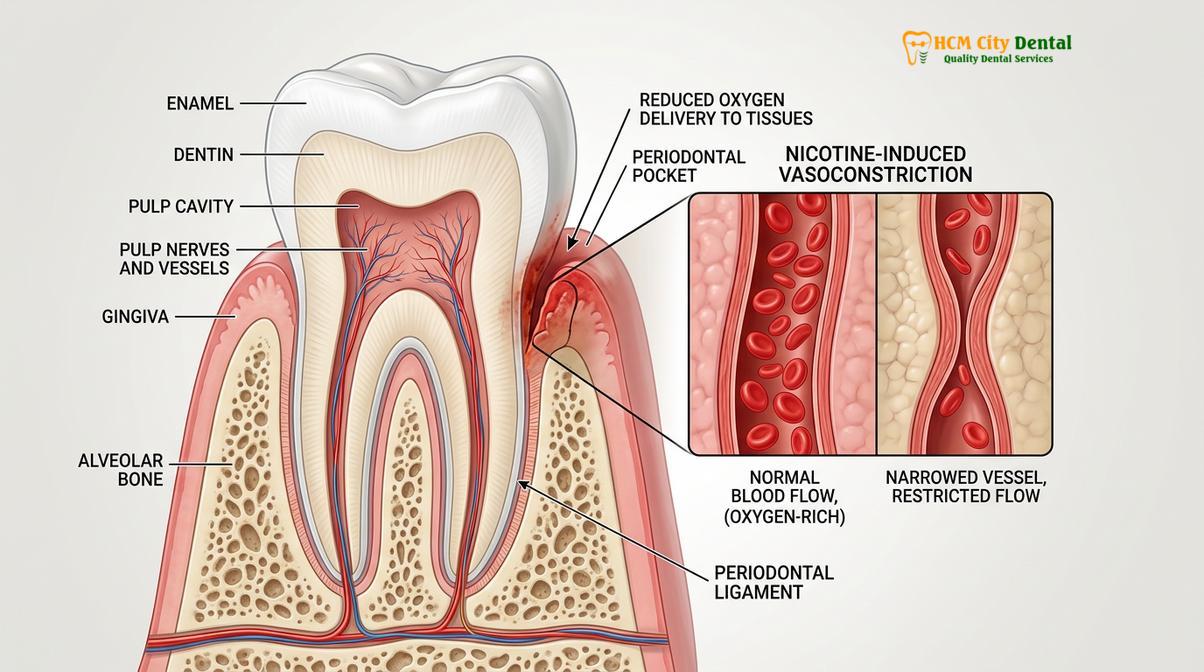 Visual illustration of smoking gum disease