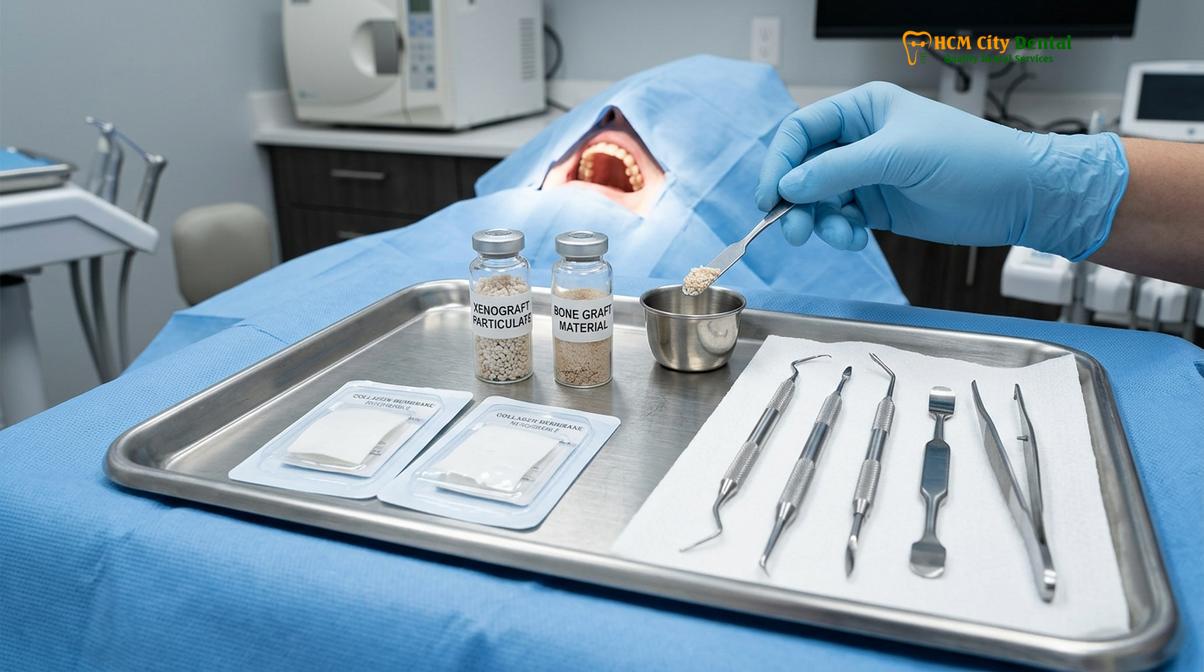 Clinical photography related to socket preservation bone graft