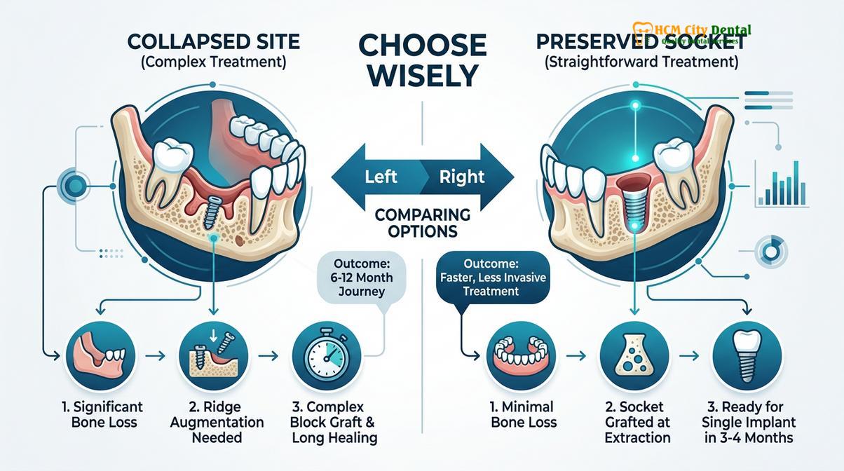 Summary diagram of socket preservation bone graft