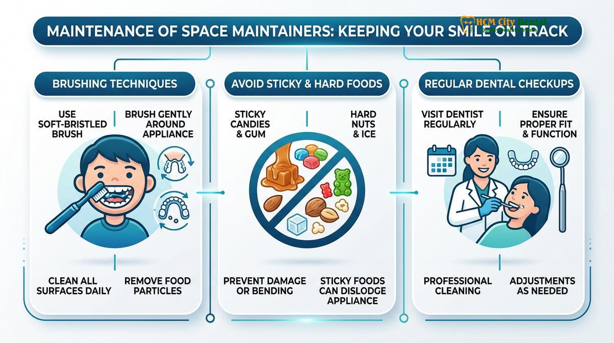 Summary diagram of types of space maintainers kids