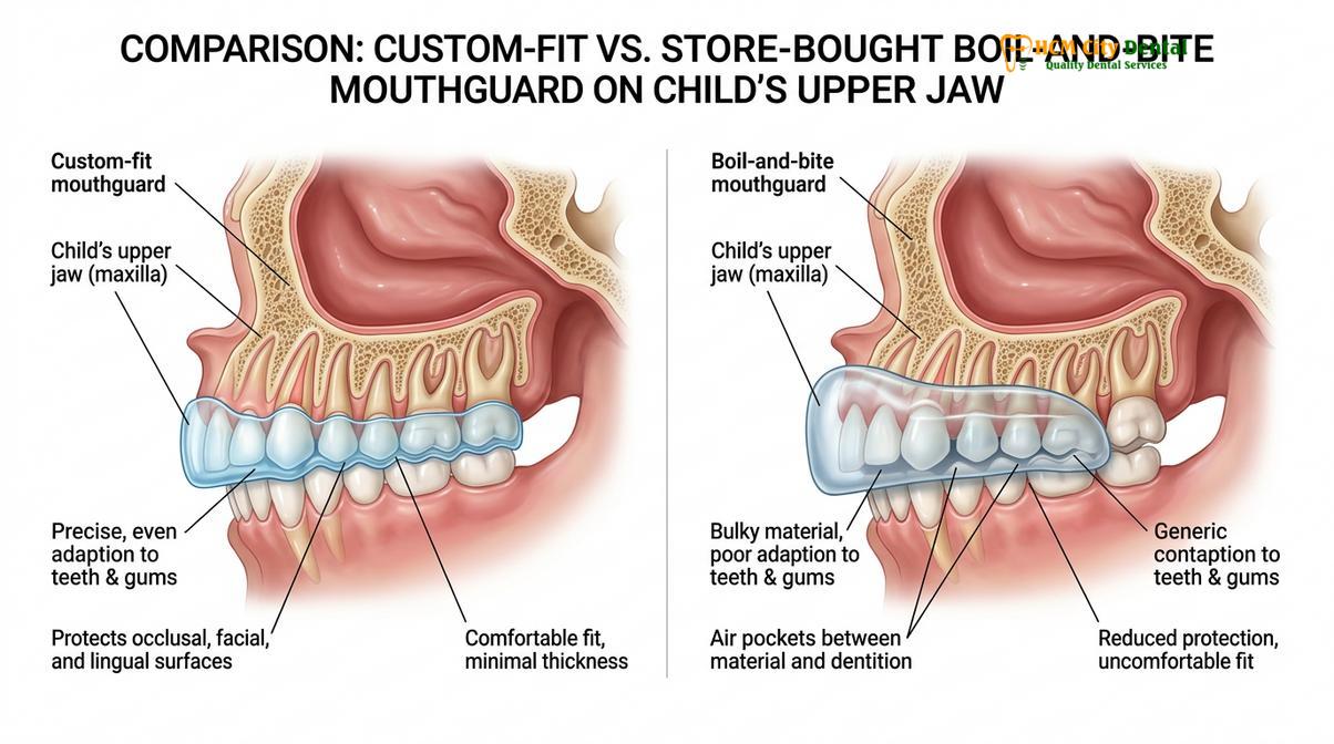Clinical photography related to custom sports mouthguard kids