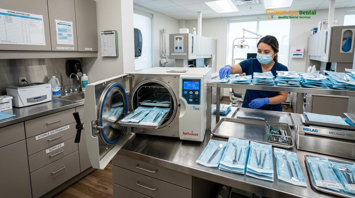 Visual illustration of dental sterilization standards Vietnam