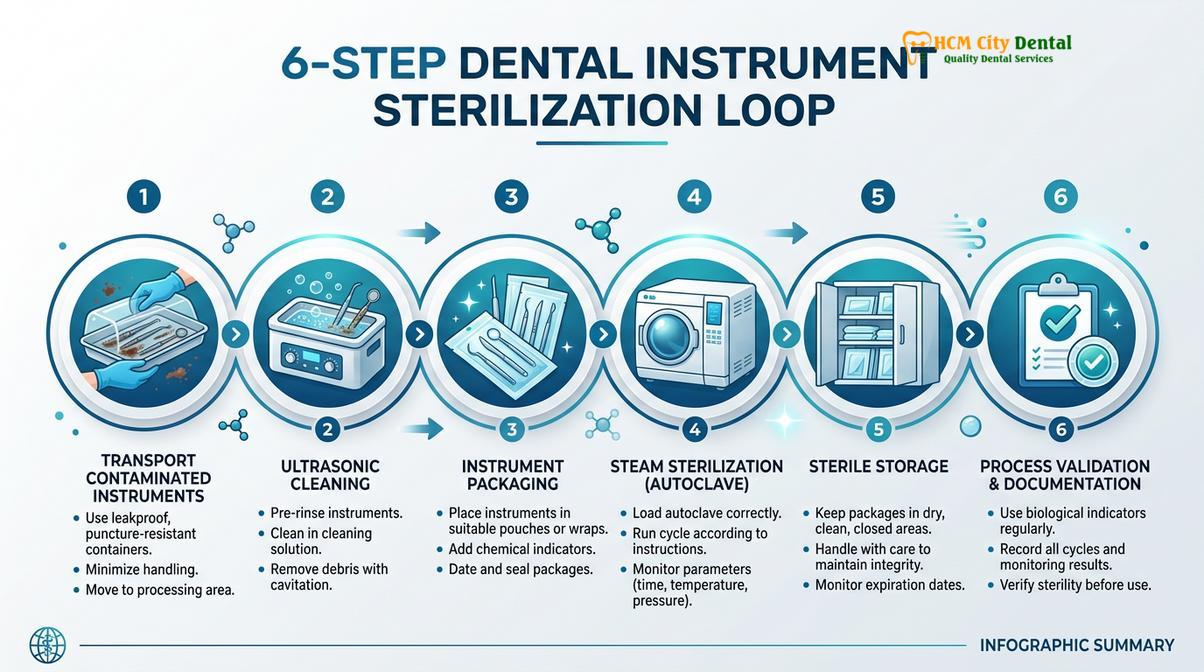 Visual illustration of dental sterilization standards Vietnam