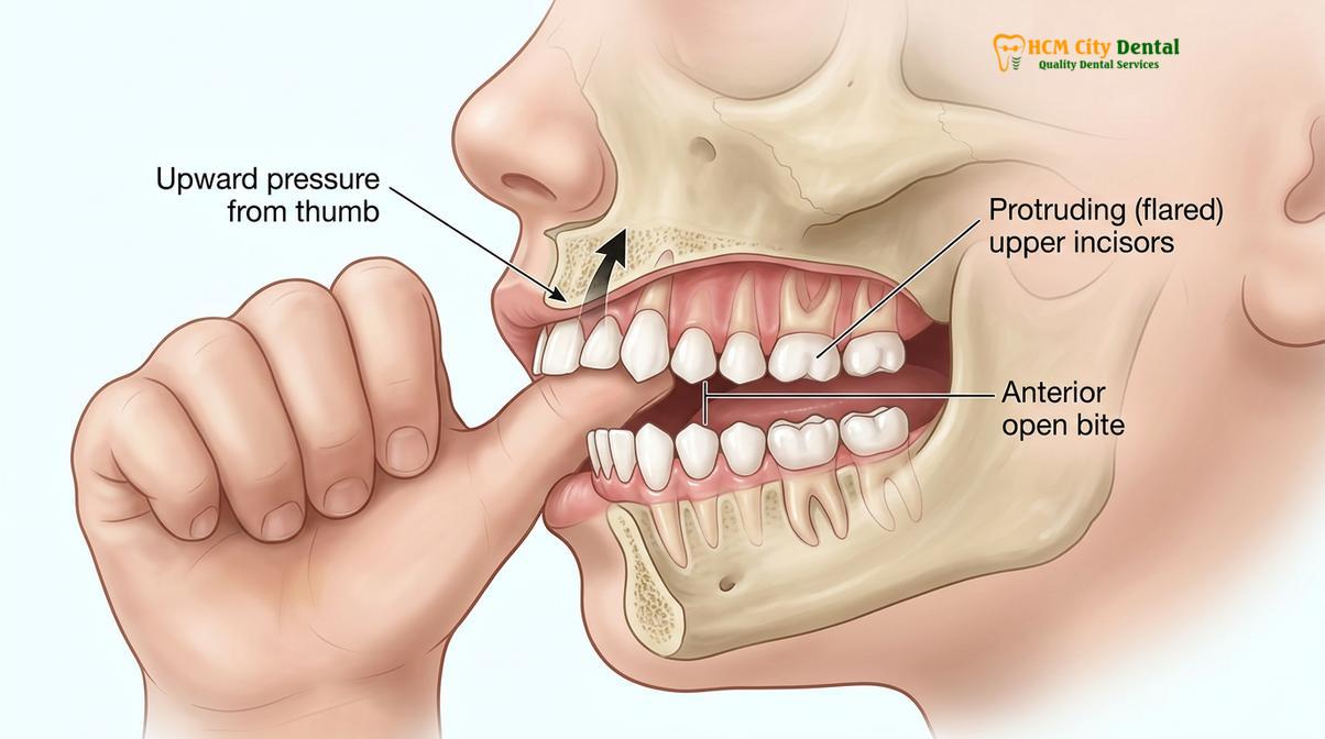 Clinical photography related to thumb sucking habit appliance