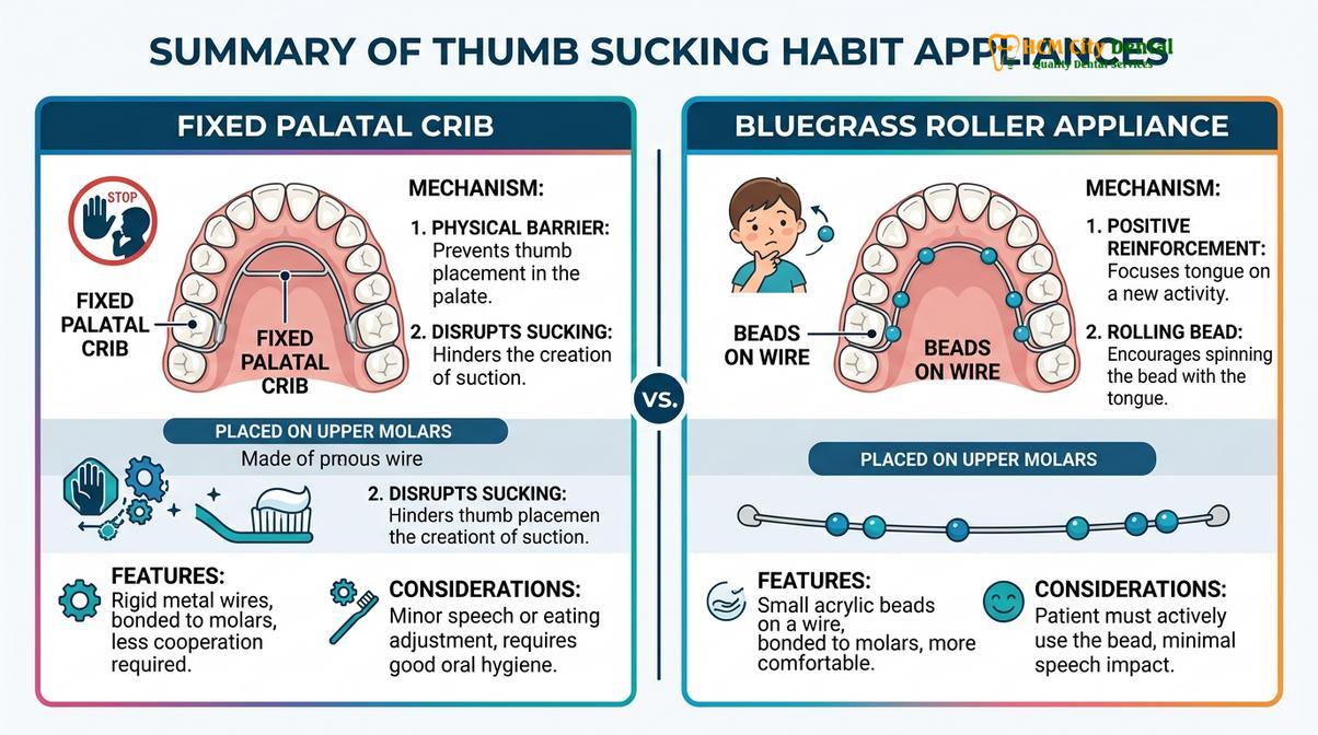 Summary diagram of thumb sucking habit appliance