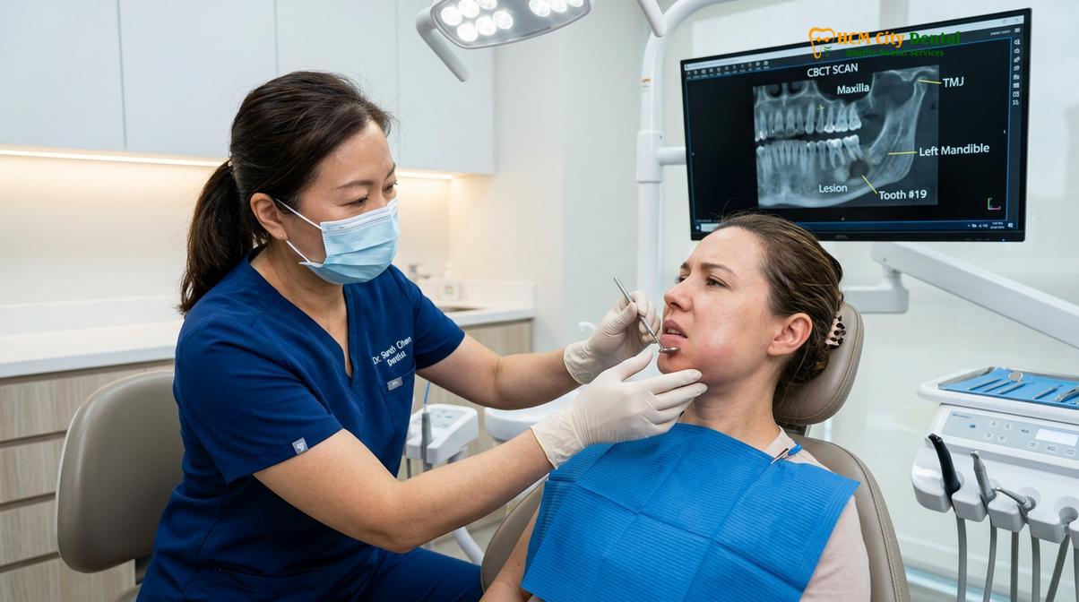 Visual illustration of swollen face tooth infection emergency
