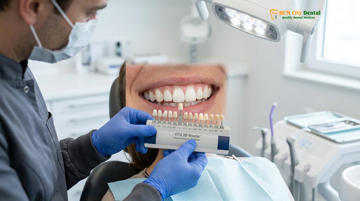 Clinical photography related to teeth whitening before veneers crowns