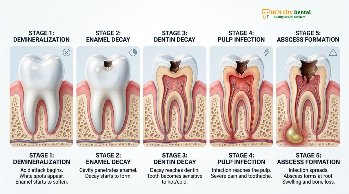 Visual description of cause of tooth decay