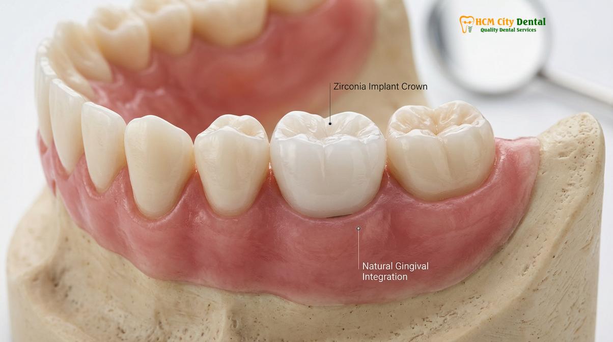 Visual description of titanium vs zirconia implants