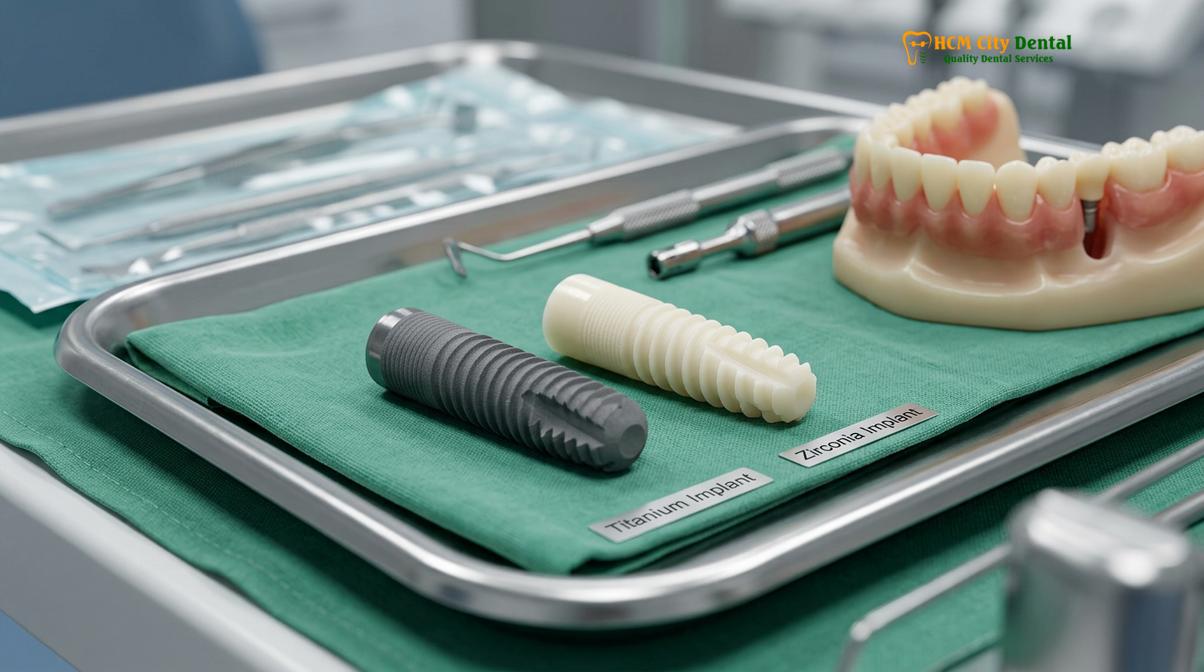 Clinical illustration of titanium vs zirconia implants