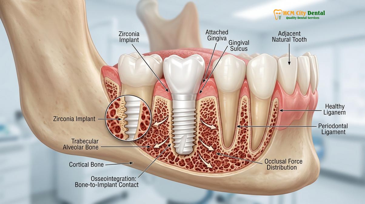 Clinical photography related to titanium vs zirconia implants