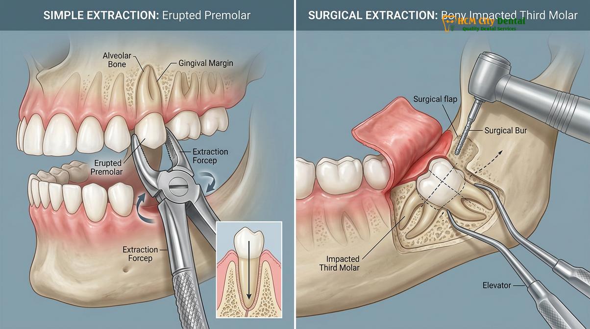 Visual description of Tooth Extraction Cost Vietnam vs USA Australia