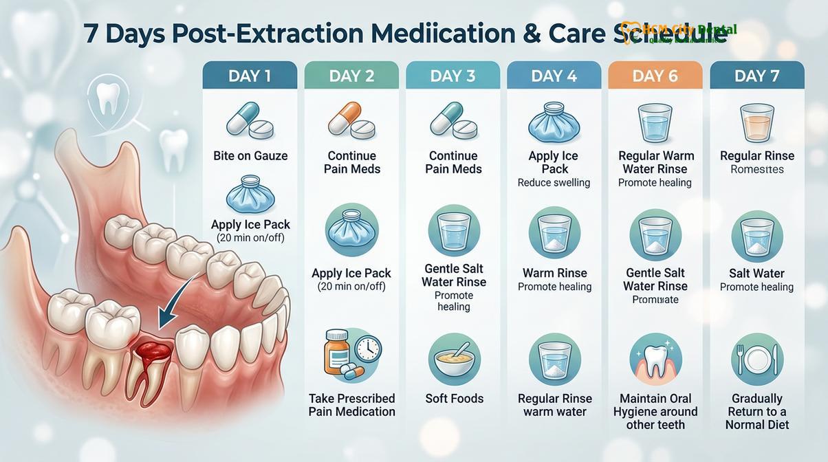 Visual description of Tooth Extraction Recovery Travel Timeline