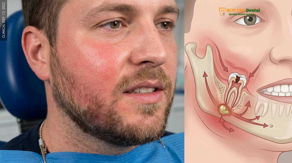 Clinical photography related to tooth infection spreading signs