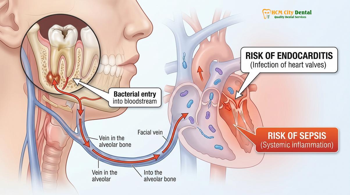 Visual description of tooth infection spreading signs