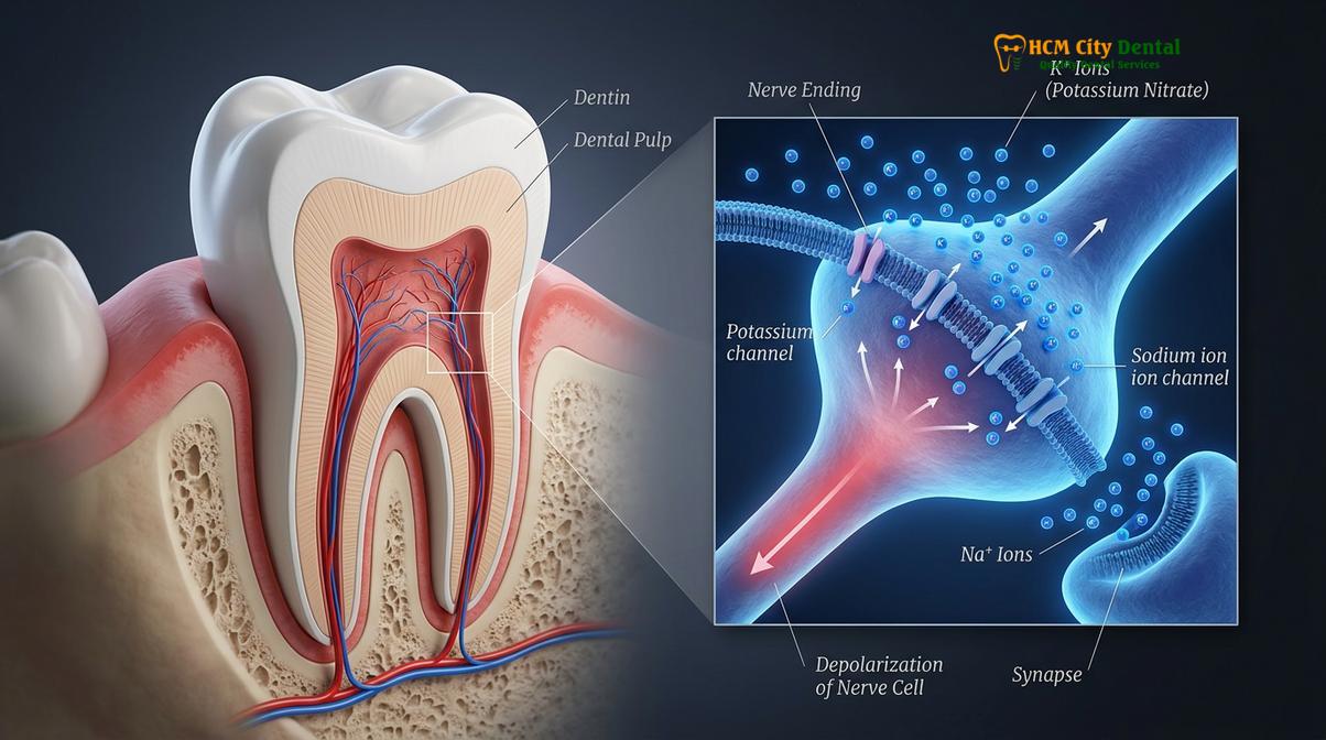 Visual description of tooth sensitivity treatment