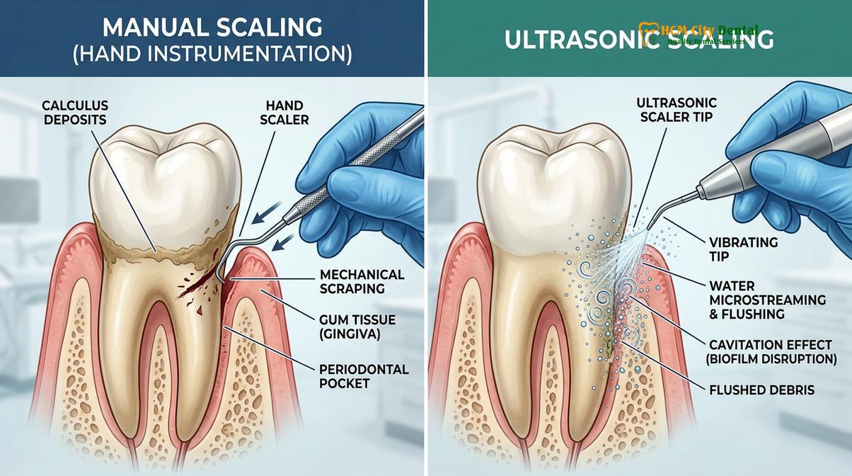Visual description of ultrasonic dental scaler how it works