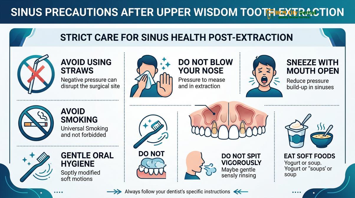 Visual illustration of upper wisdom tooth sinus pressure