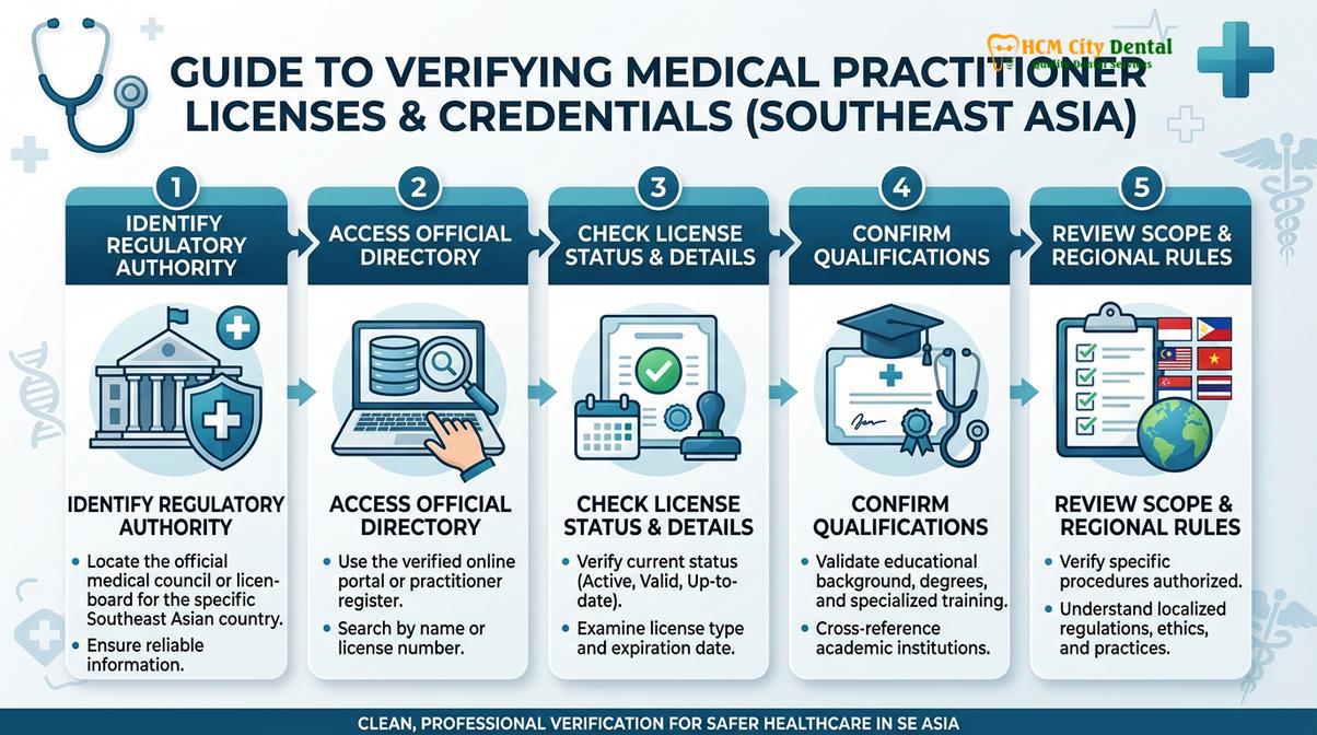 Summary diagram of verify dentist credentials license Vietnam