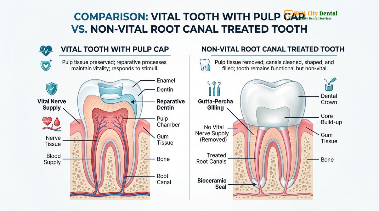 Summary diagram of vital pulp therapy crowns