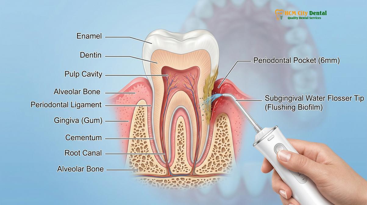 Clinical photography related to waterpik gum disease