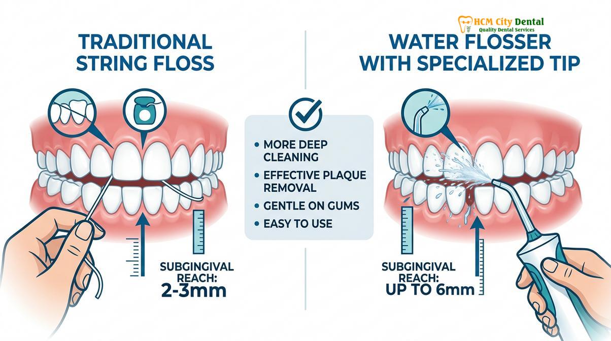 Summary diagram of waterpik gum disease