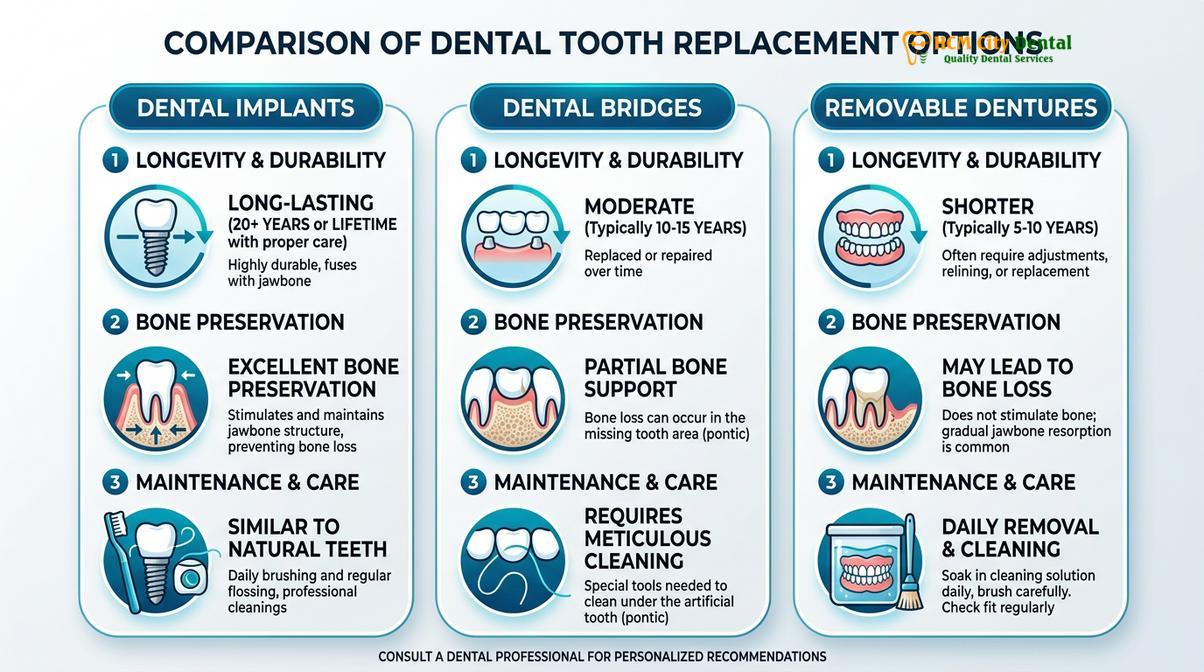 Summary diagram of what are the pros and cons of dental implants