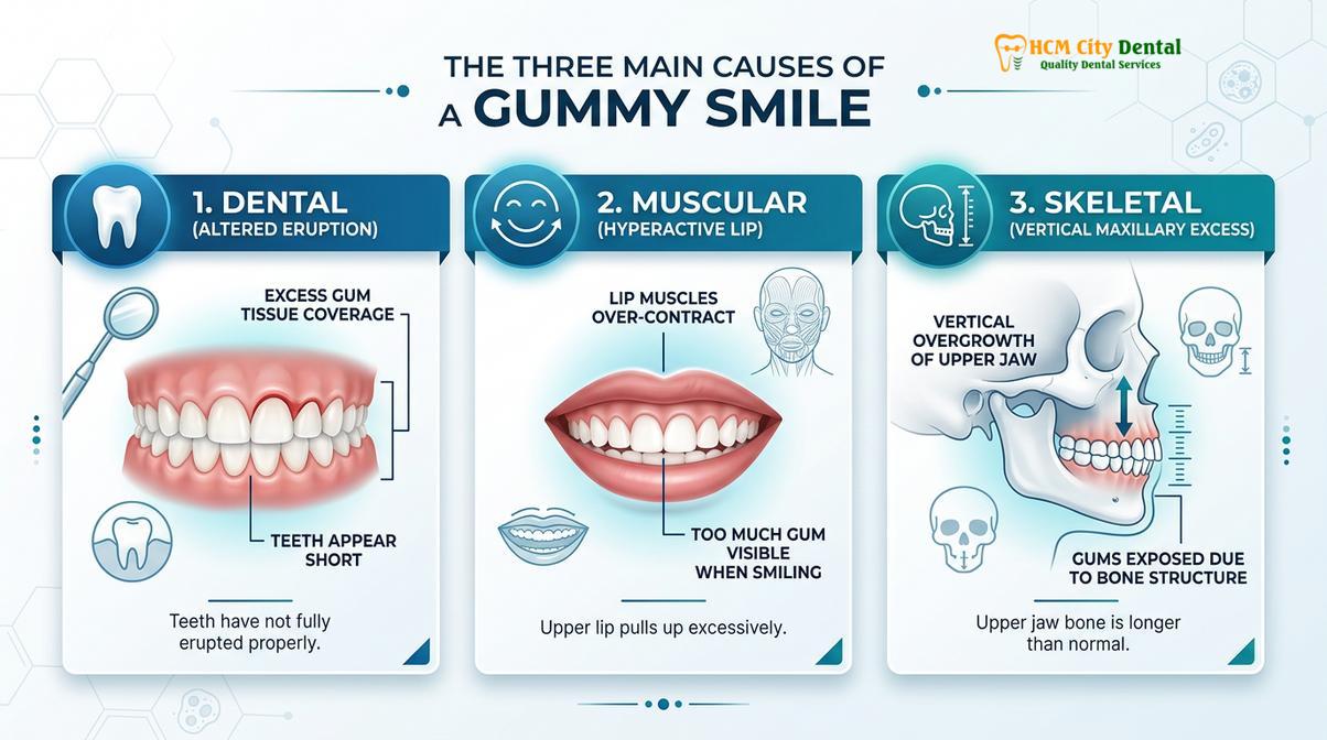 Summary diagram of Causes of Gummy Smile