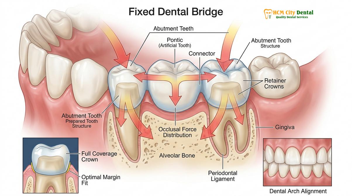 Visual illustration of full dental bridge