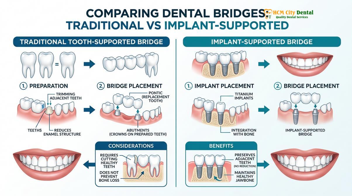 Visual illustration of full dental bridge