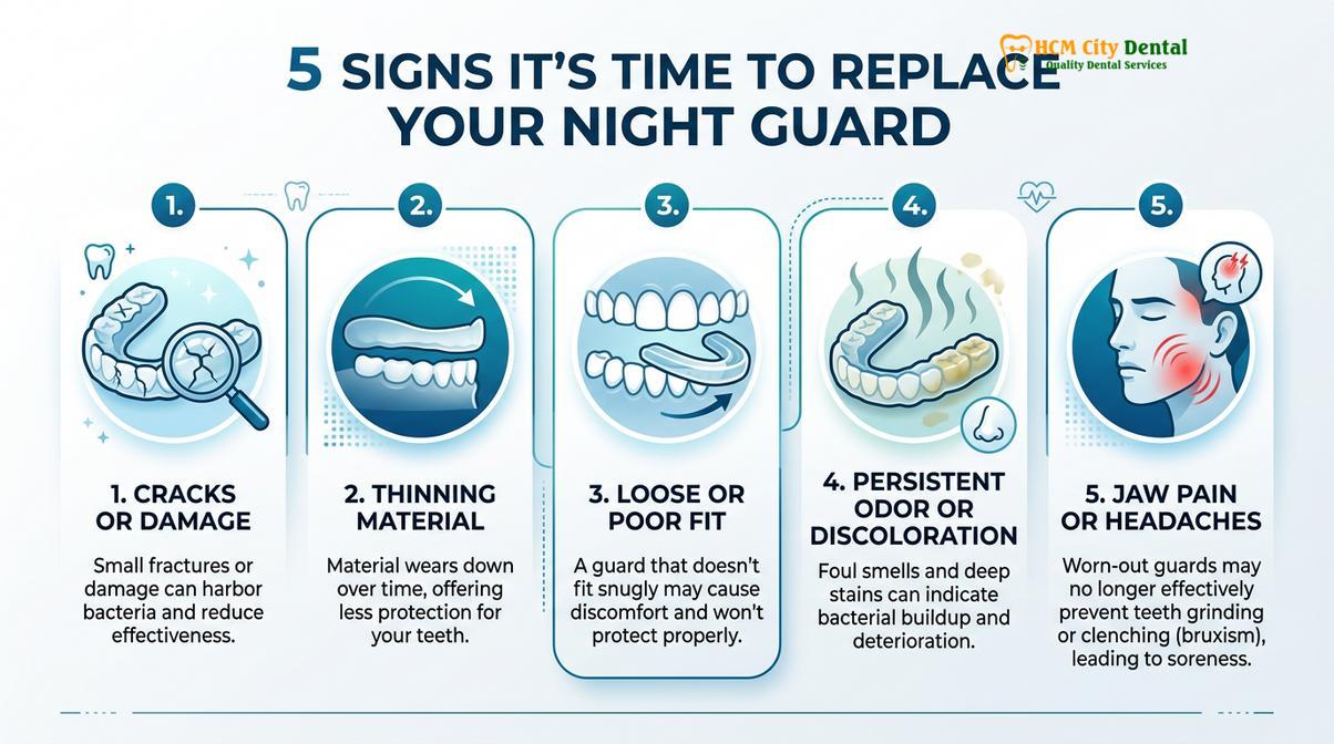 Summary diagram of when to replace night guard signs