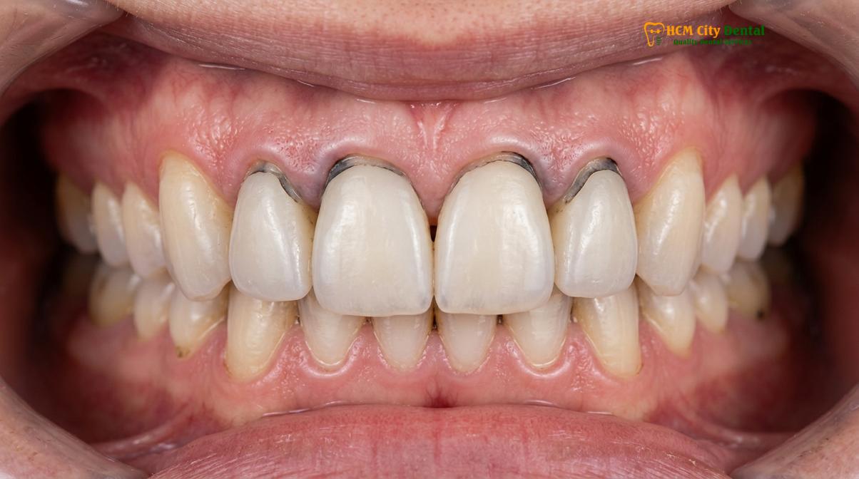 Clinical illustration of replacing old veneers