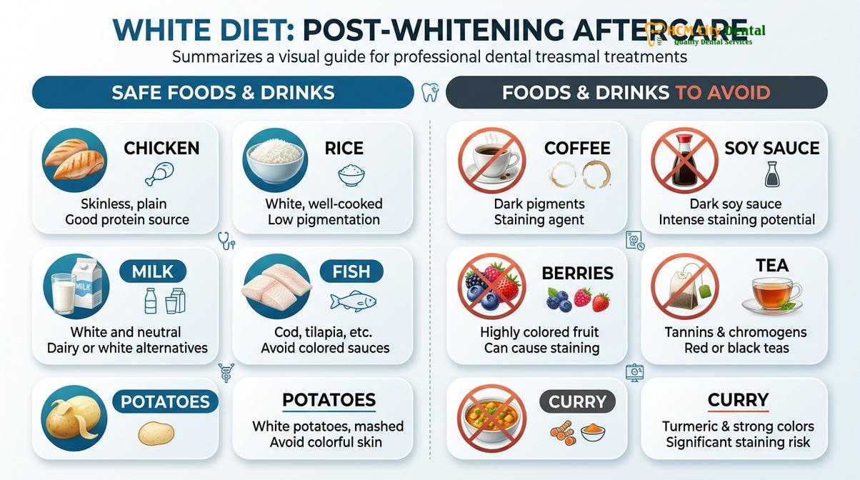 Summary diagram of white diet after teeth whitening