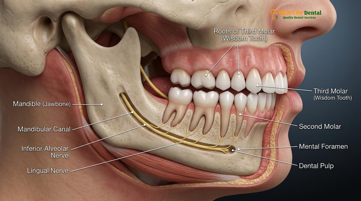 Clinical photography related to wisdom teeth extraction nerve risk