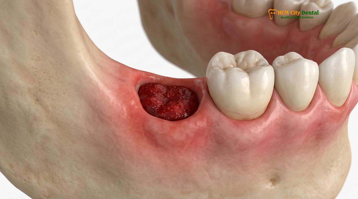 Clinical photography related to bleeding after wisdom tooth removal