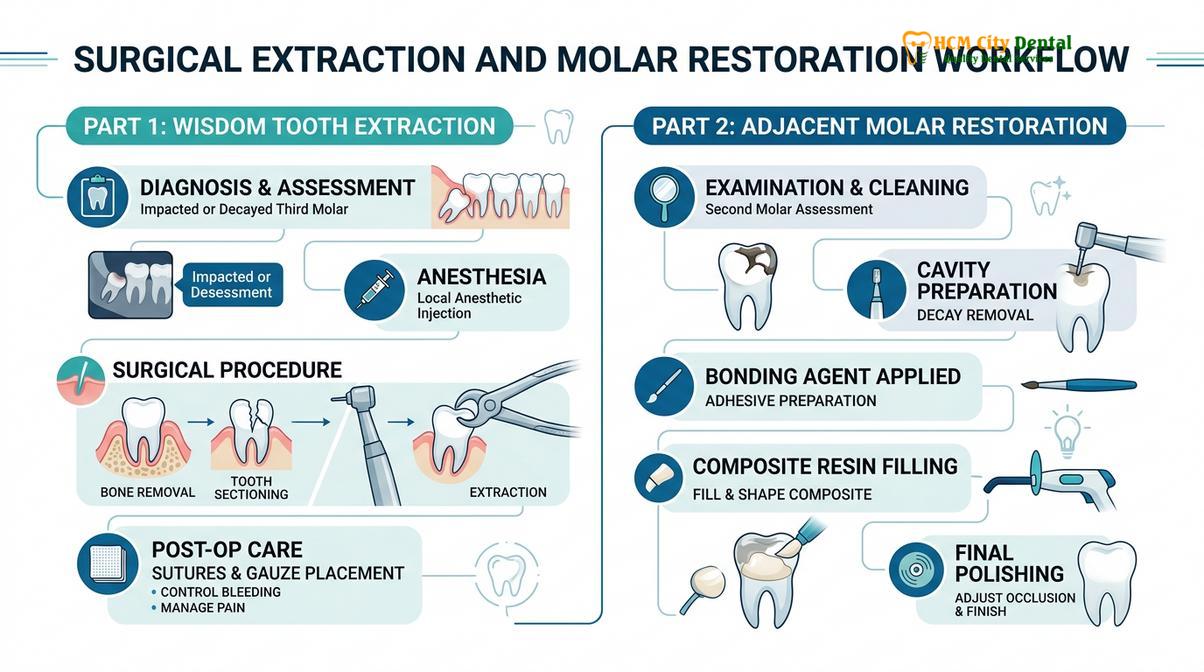 Visual illustration of wisdom tooth cavity damage