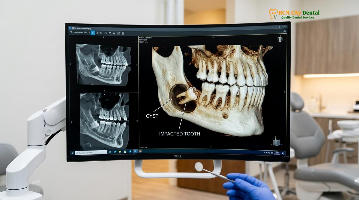 Clinical photography related to wisdom tooth cyst jaw