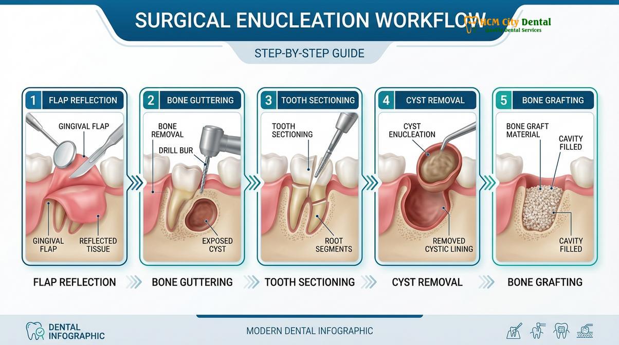 Summary diagram of wisdom tooth cyst jaw