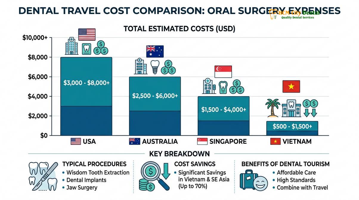 Summary diagram of wisdom tooth extraction cost vietnam