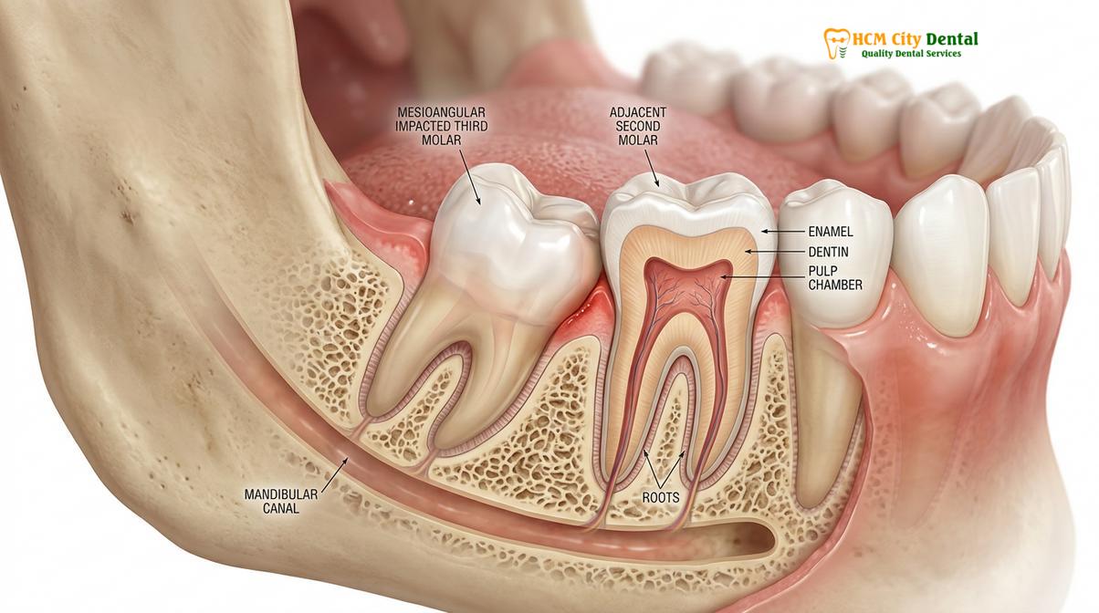 Clinical photography related to wisdom tooth extraction district 1