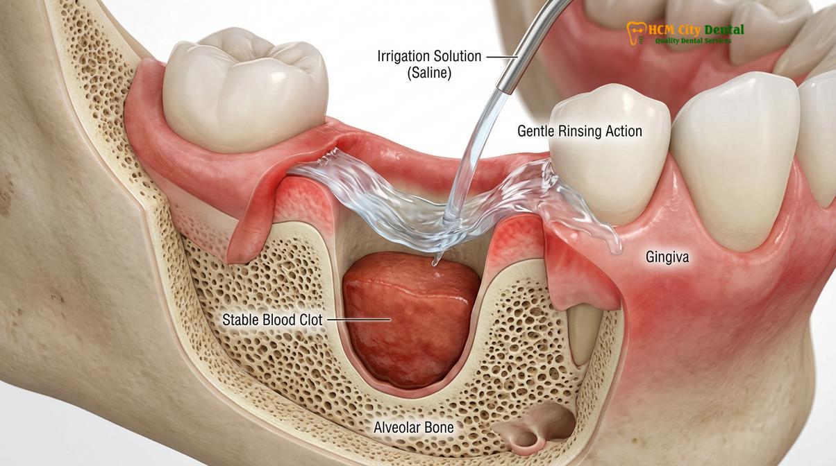 Clinical photography related to clean wisdom tooth socket