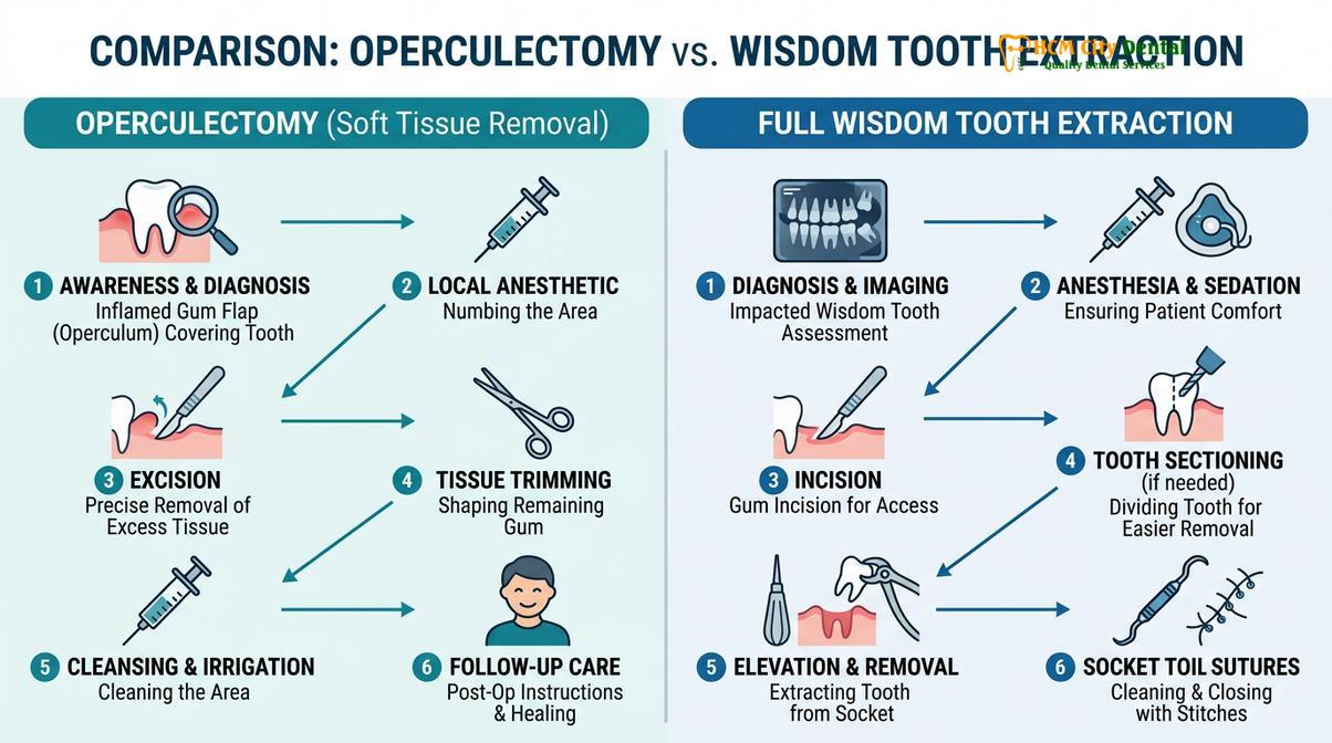 Summary diagram of pericoronitis wisdom tooth gum