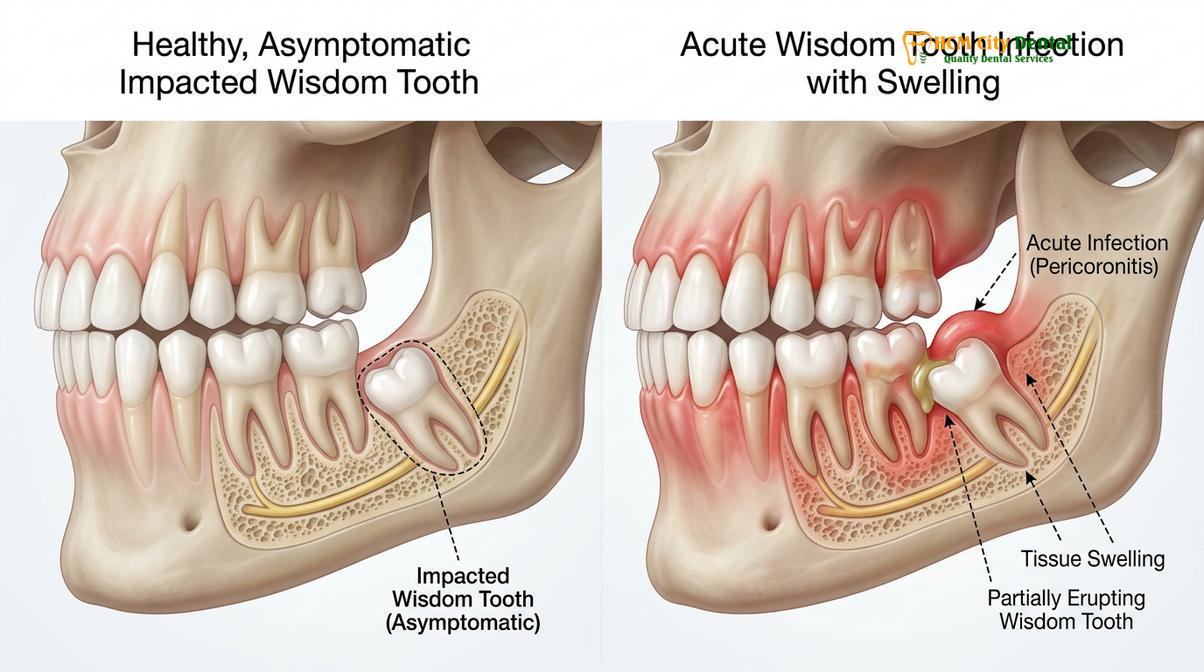 Clinical photography related to wisdom tooth travel insurance claim
