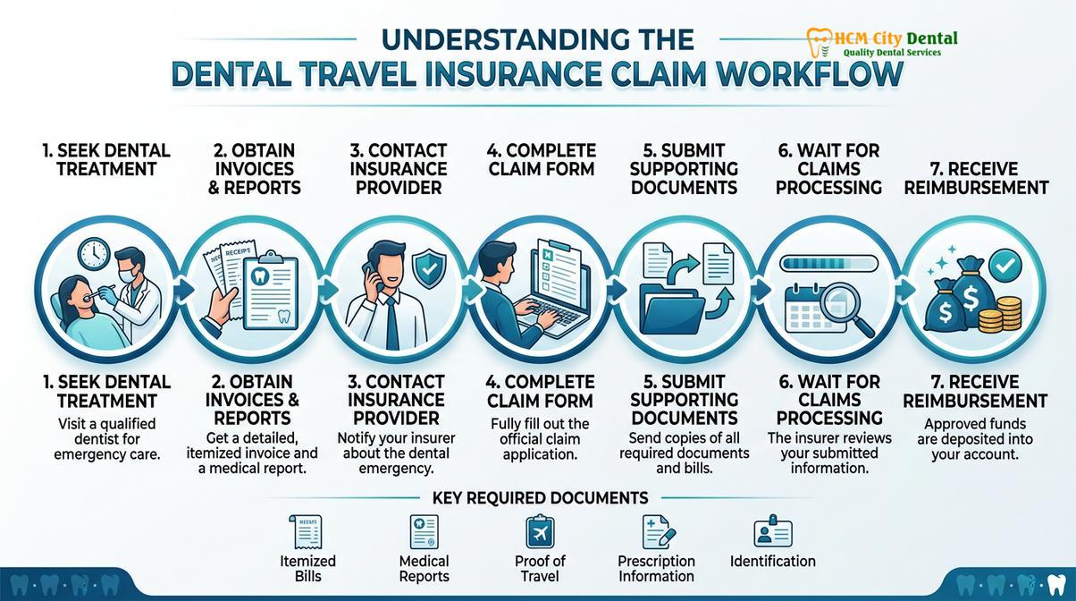 Summary diagram of wisdom tooth travel insurance claim