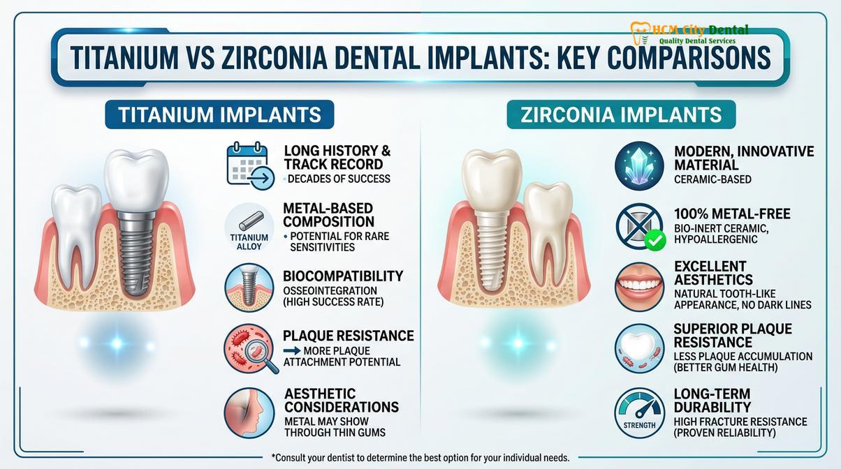 Summary diagram of zirconia dental implants