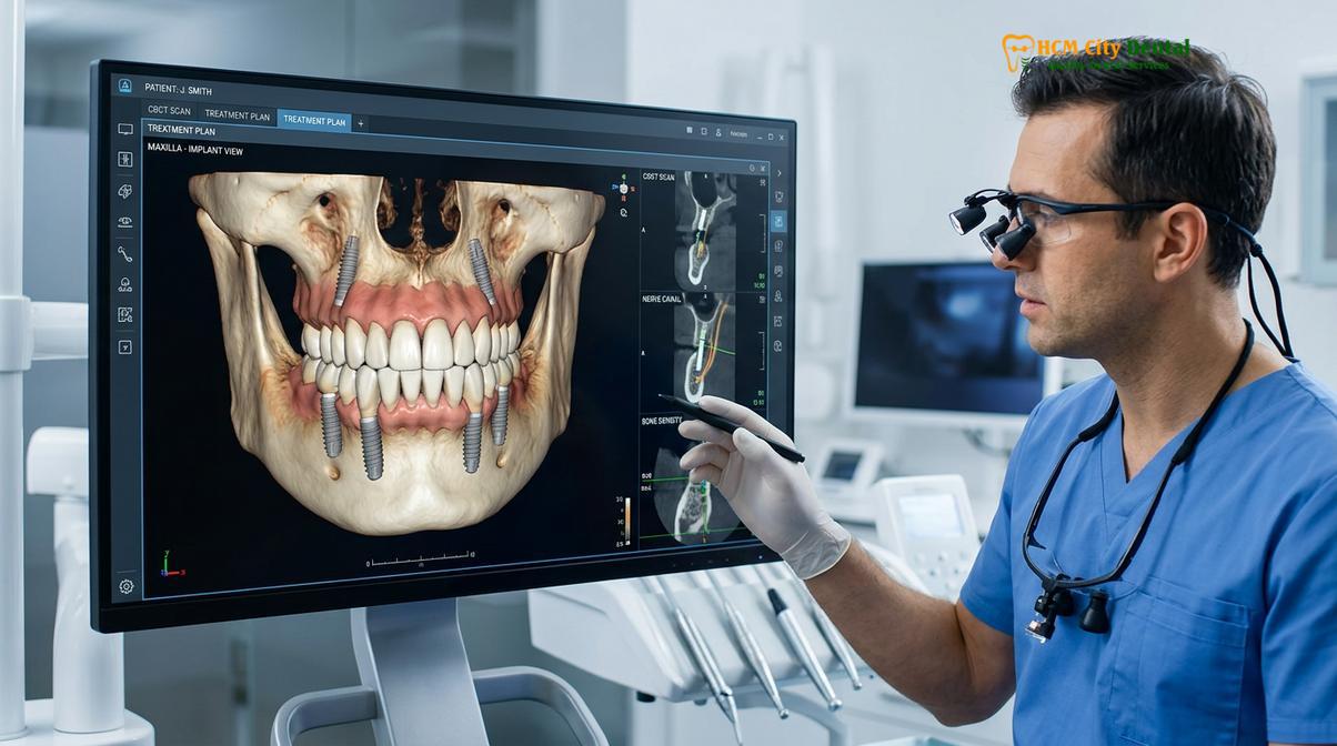 Typical clinical workflow and mechanism of all on 4 dental implants cost ho chi minh city