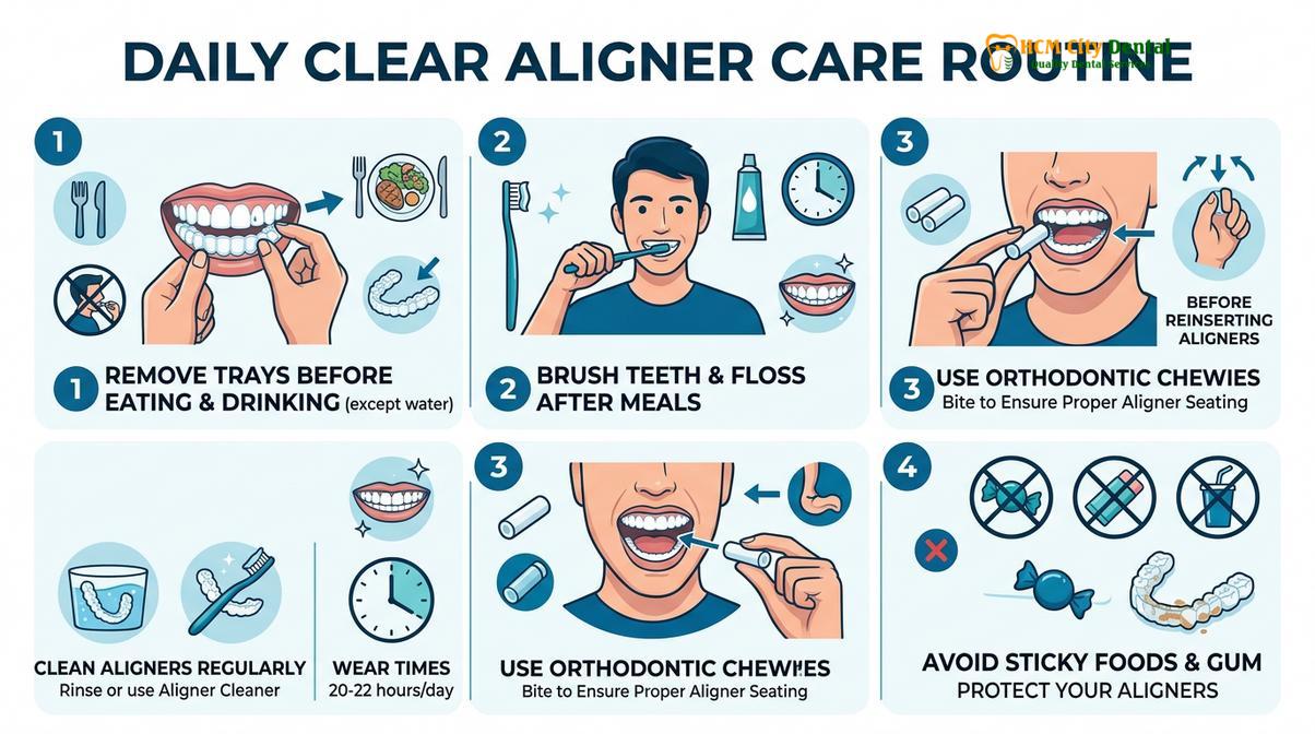 Illustration of can you chew gum with invisalign
