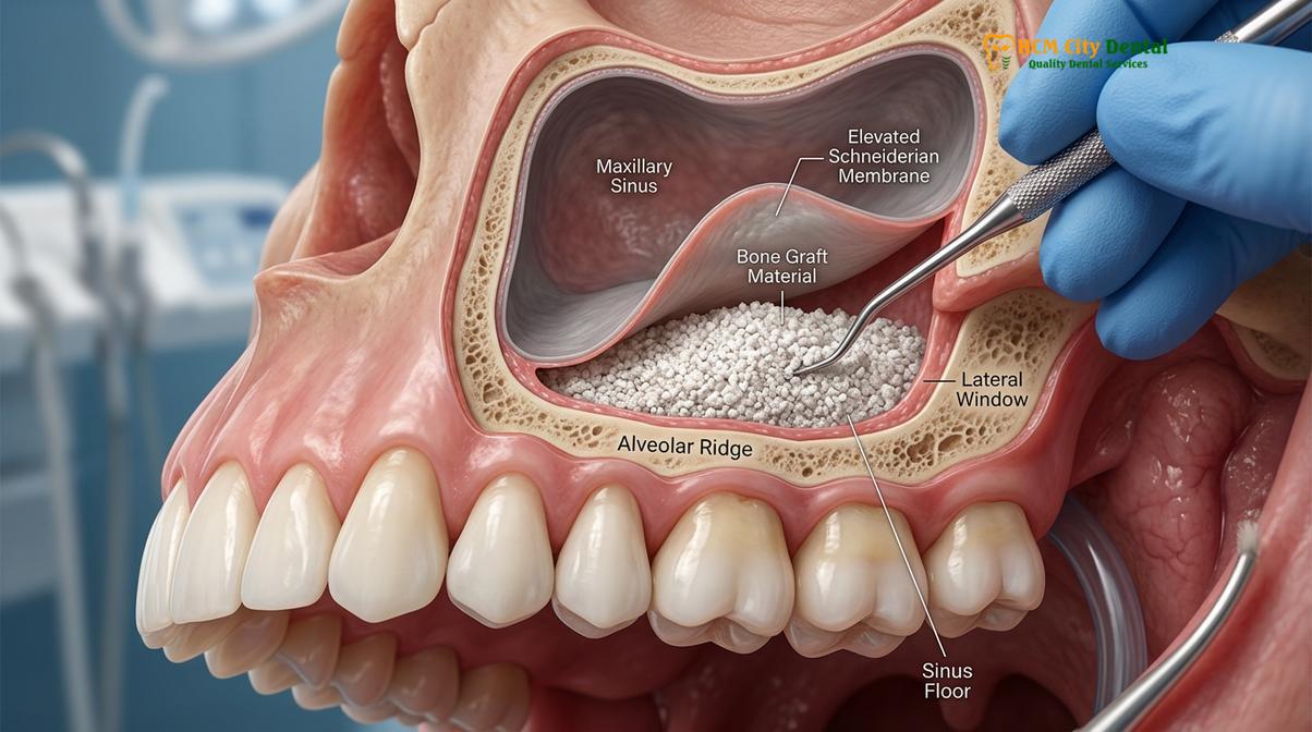 Advanced dental procedures including bone grafting and sinus lifts